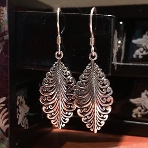 SOLD - Bali Sterling Silver Fern Leaf Earrings